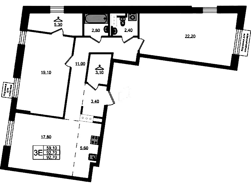 2-комнатная квартира 92.7 м², 2/7 эт., ЖК «Курортный квартал»